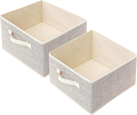 Storage Baskets, 11-Inch Woven Fabric Bins, Storage Cubes with Reinforced Handles, Organizer Bins