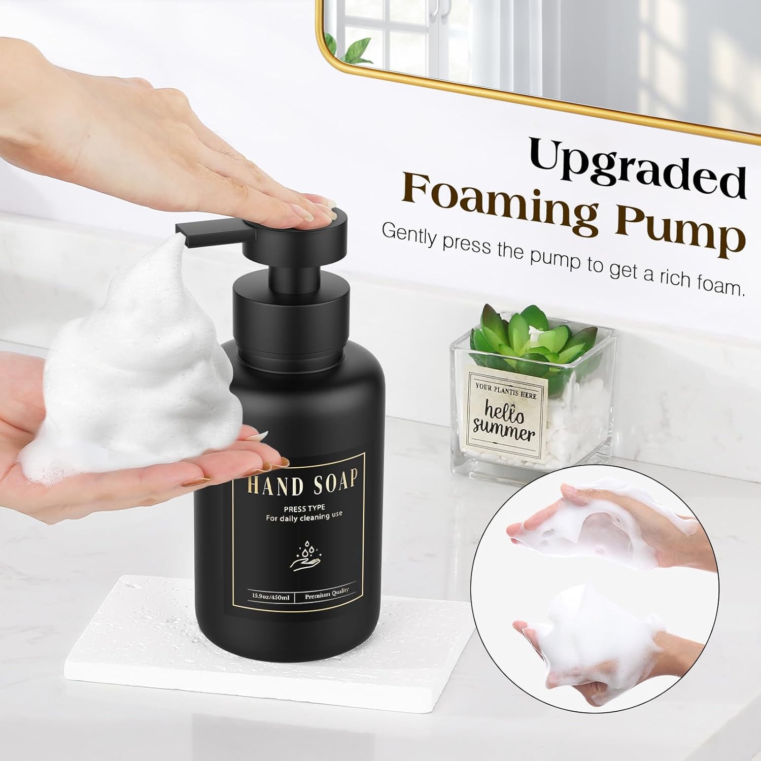 Luxspire Foaming Soap Dispenser, Glass Foam Pump Soap Dispenser, Non-Slip Hand Soap Container with