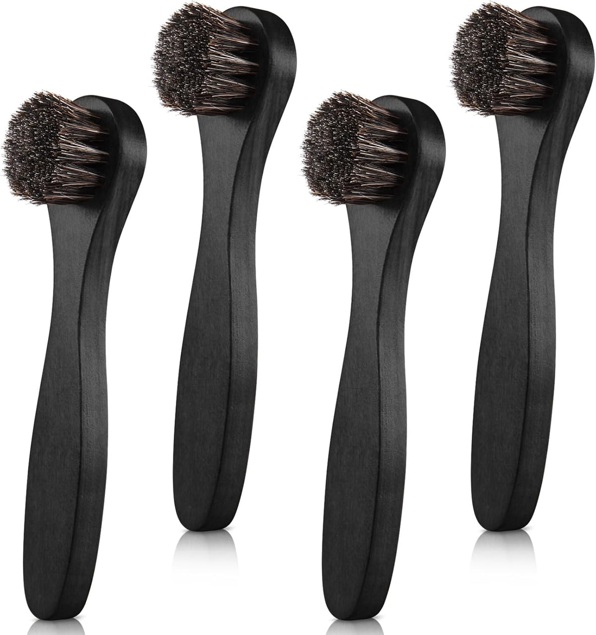 4 Pcs Horsehair Shine Shoes Brush Kit Polish Dauber Applicators Cleaning Leather Shoes Boots Care