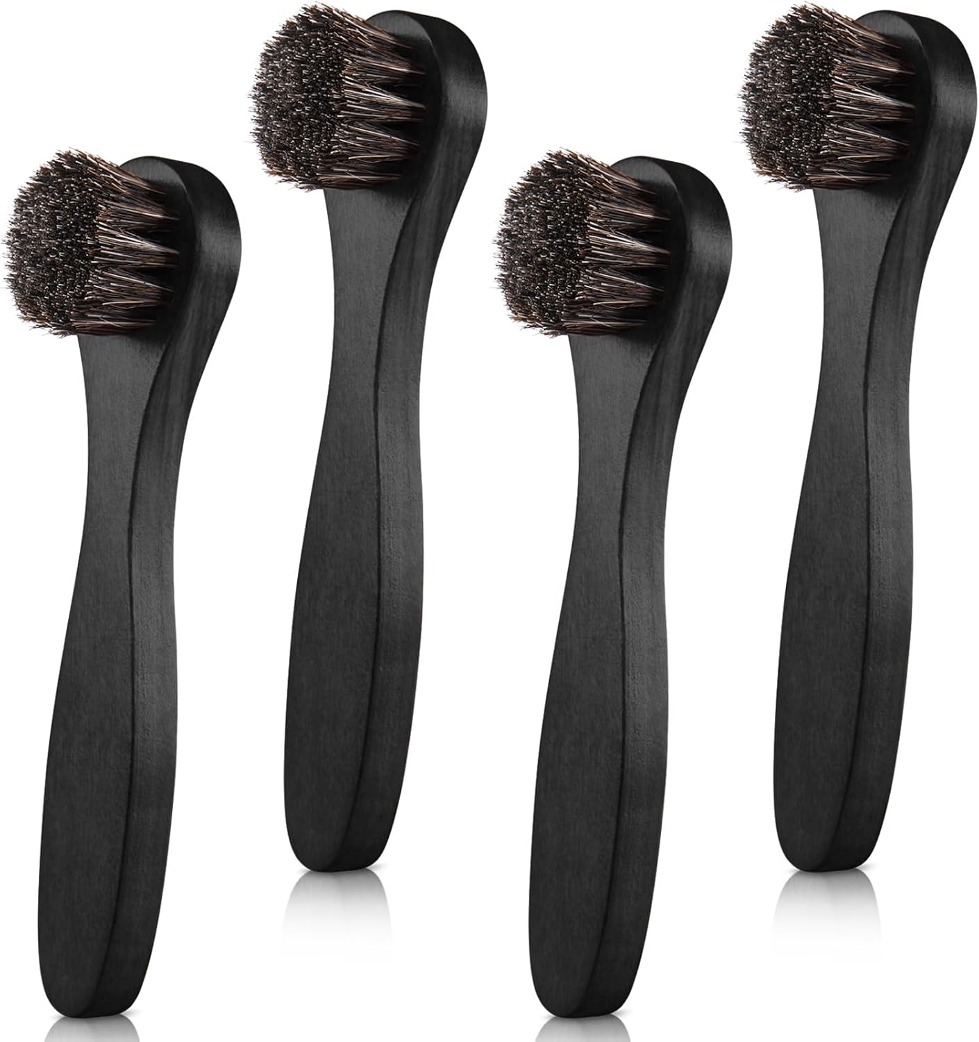 4 Pcs Horsehair Shine Shoes Brush Kit Polish Dauber Applicators Cleaning Leather Shoes Boots Care