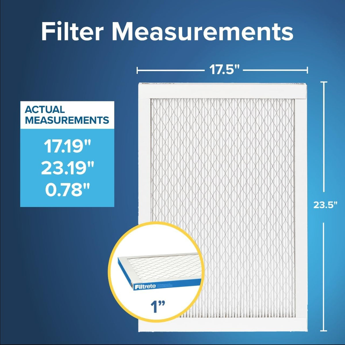Filtrete 17.5x23.5x1 AC Furnace Air Filter, MERV 13, MPR 1900, Premium Allergen, Bacteria&Virus