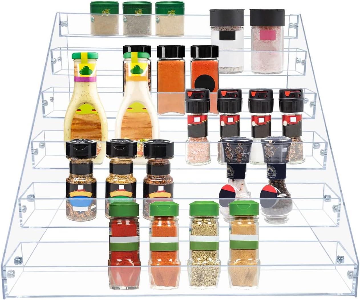 PMMASTO Tiered Spice Rack, Seasoning Organizer, Clear Acrylic Vertical Shelves Can Organizer for