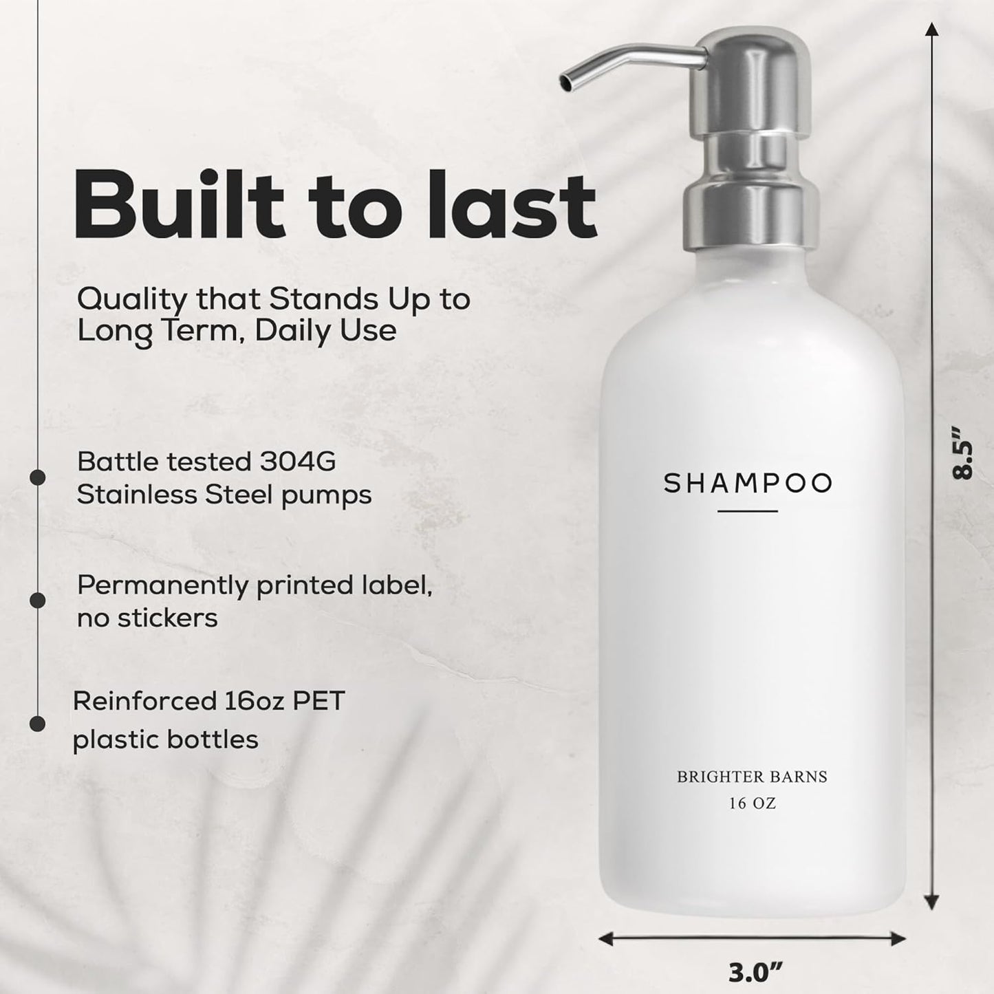 White Shampoo and Conditioner Dispenser Set by Brighter Barns - Shower Dispenser for Bathroom