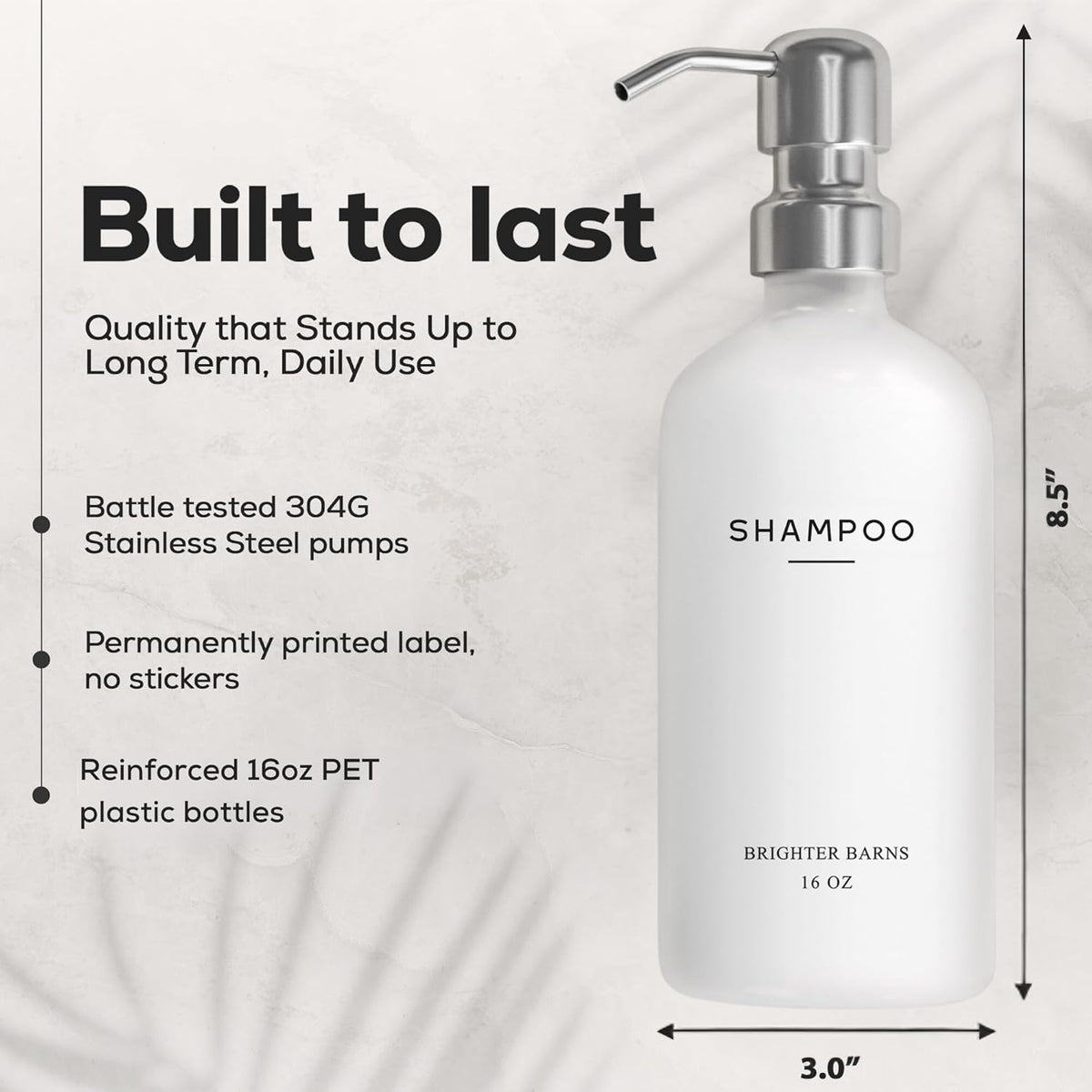 White Shampoo and Conditioner Dispenser Set by Brighter Barns - Shower Dispenser for Bathroom