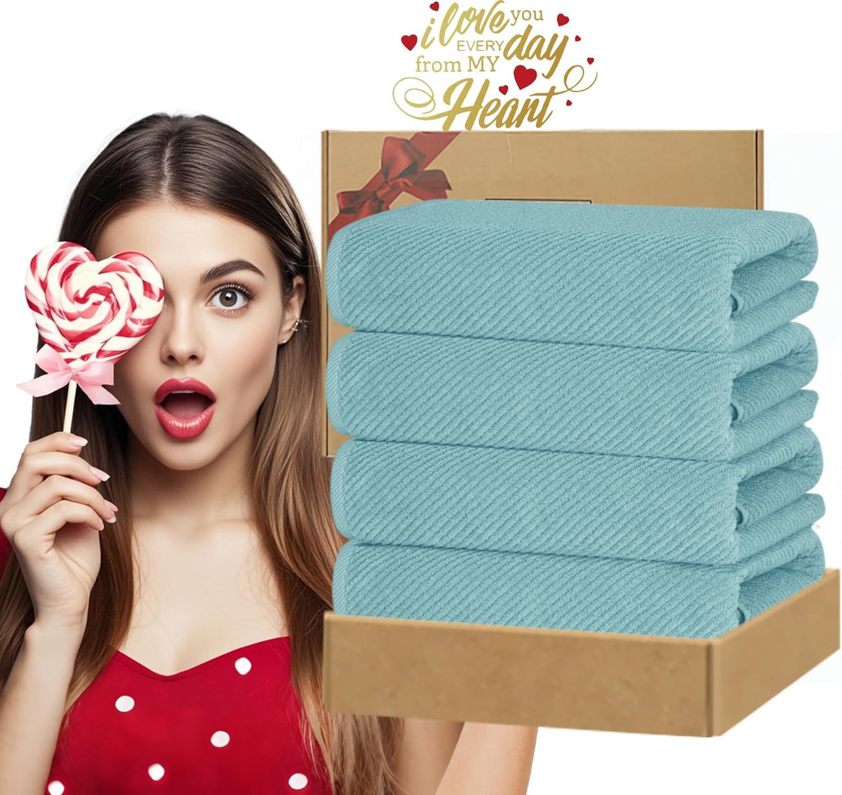 Luxury Bath Towels, 4PC Large 30" x 56" - 100% Cotton | Quick Dry | Hotel Quality | Thick | Soft |