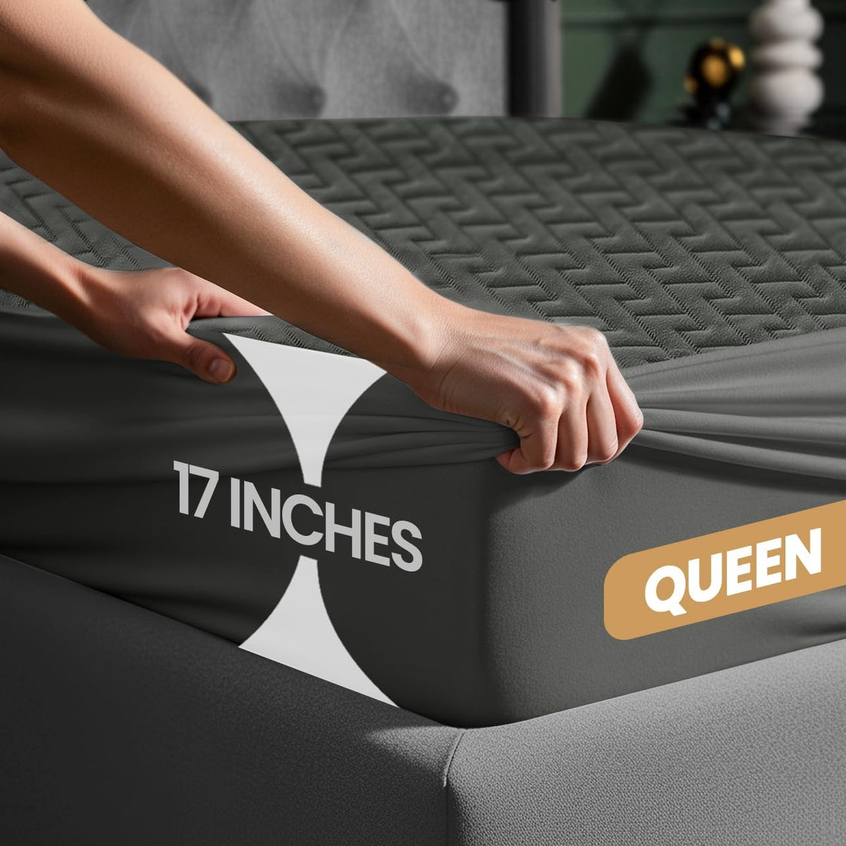 Utopia Bedding Waterproof Mattress Protector Queen Size (Gray), Premium 3D Air Soft Fabric Mattress