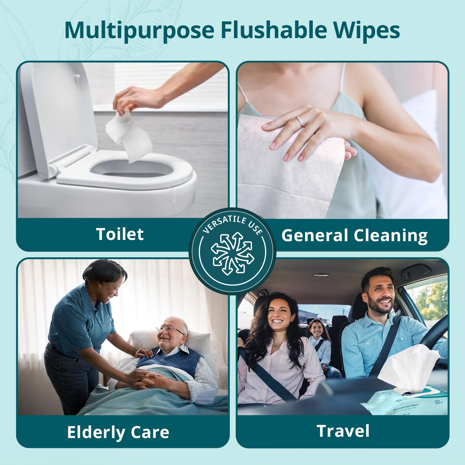 WhyWorry Flushable Wipes for Adults, Extra Large 8"x10" Butt Wipes for Toilet & Personal Cleansing