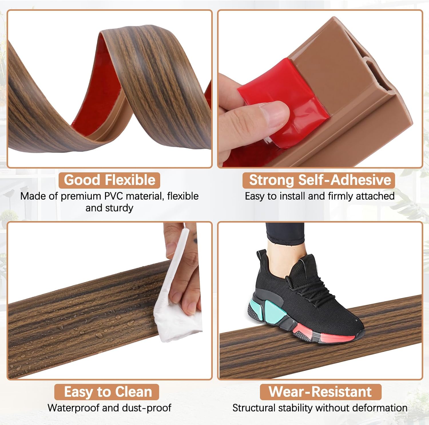 Vinyl Door Threshold Flooring Transition Strip Self Adhesive Carpet Edging Strip for Laminate