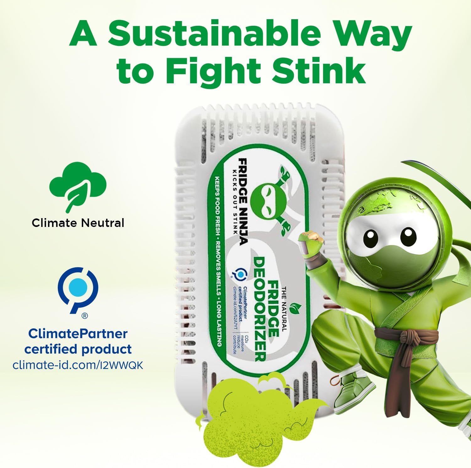 Fridge Ninja Fridge Deodorizer (4 Pack) - More Effective Than Baking Soda - Natural and Unscented
