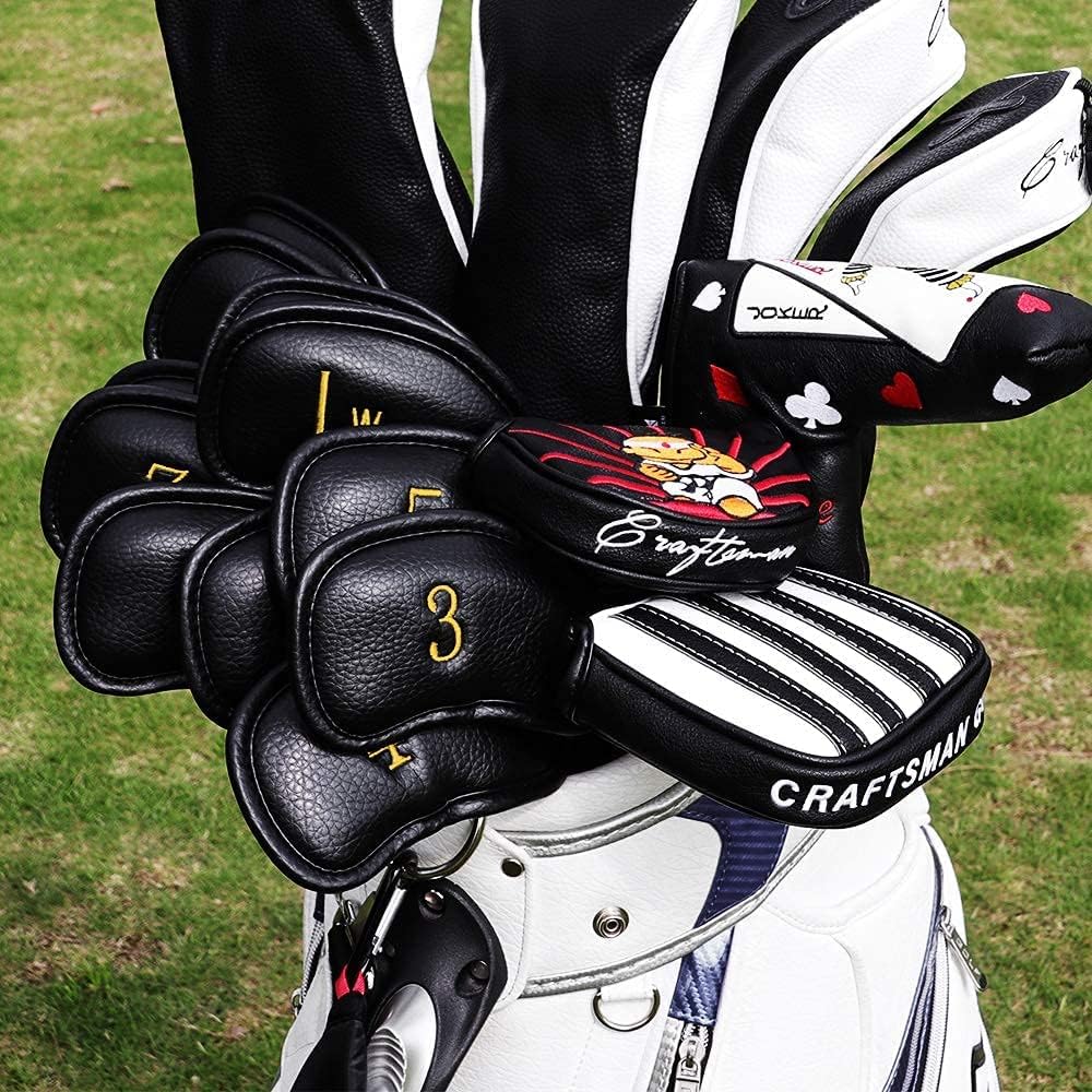 CRAFTSMAN GOLF 12pcs or 1pc Thick Synthetic Leather Golf Iron Head Covers Set Headcover Fit All