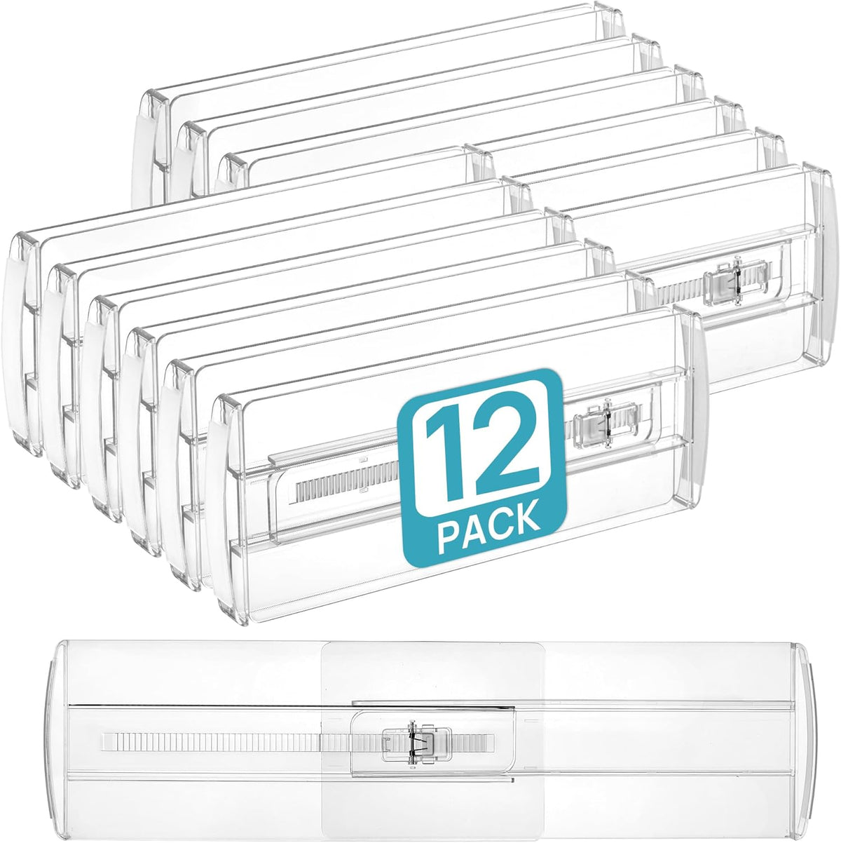 Vtopmart 12 Pack Drawer Dividers for Clothes, 4" High 10.2"-16.6" Adjustable Expandable Dresser