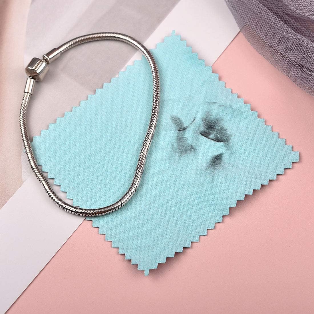SEVENWELL 50pcs Jewelry Cleaning Cloth Mediumturquoise Polishing Cloth for Sterling Silver Gold