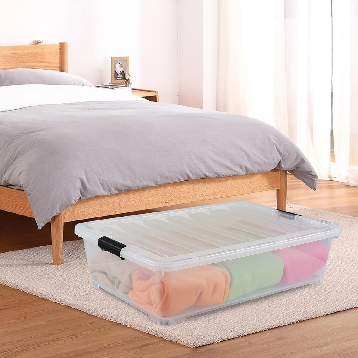 3-Pack 50 Quart Under the Bed Low Profile Storage Boxes, Large Under Bed Storage Bin with Easy