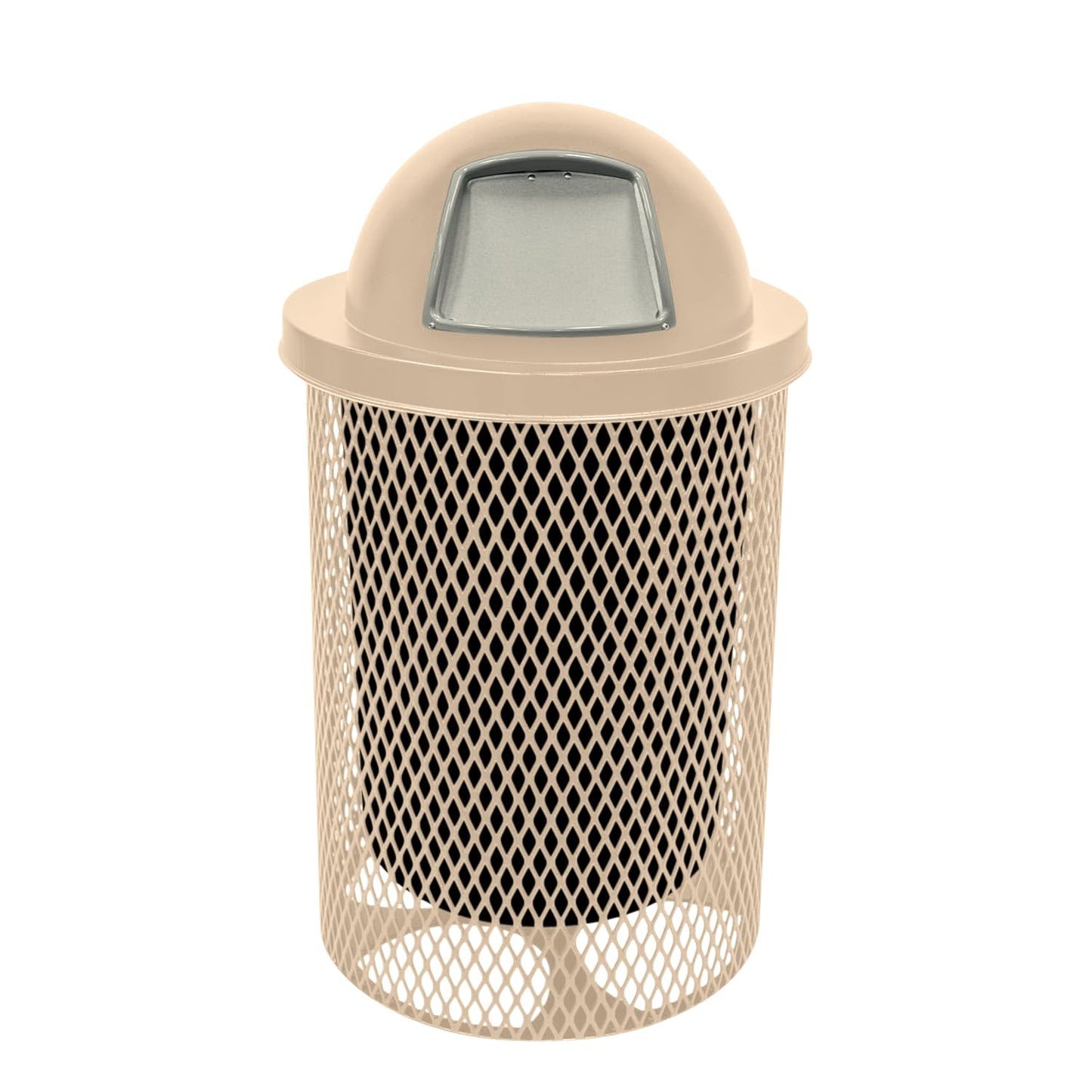 COATEDOUTDOORFURNITURE RDT-TAN Heavy Duty 32 Gallon Round Trash Receptacle, Liner Included, Tan