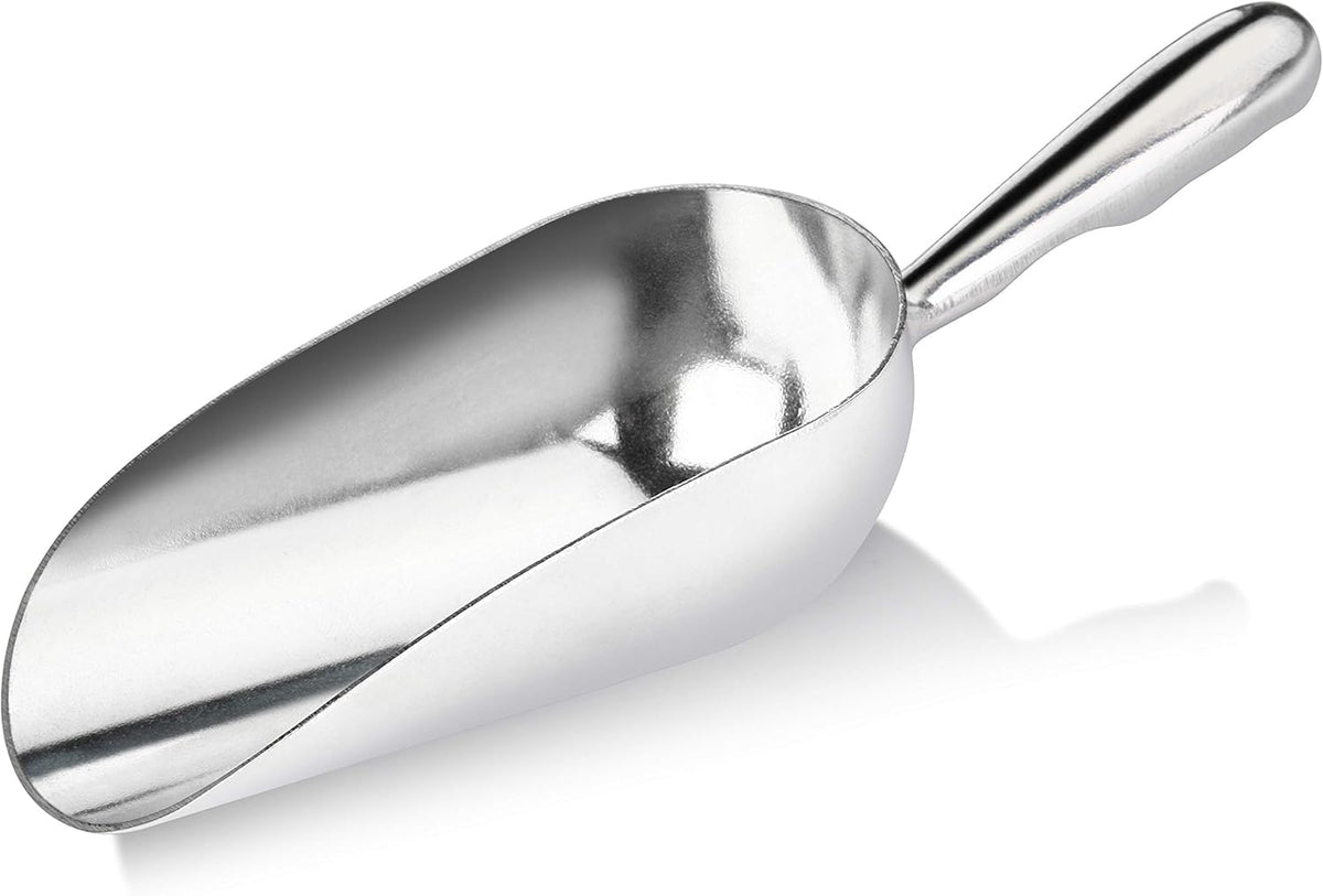 New Star Foodservice 34509 One-Piece Cast Aluminum Round Bottom Bar Ice Flour Utility Scoop