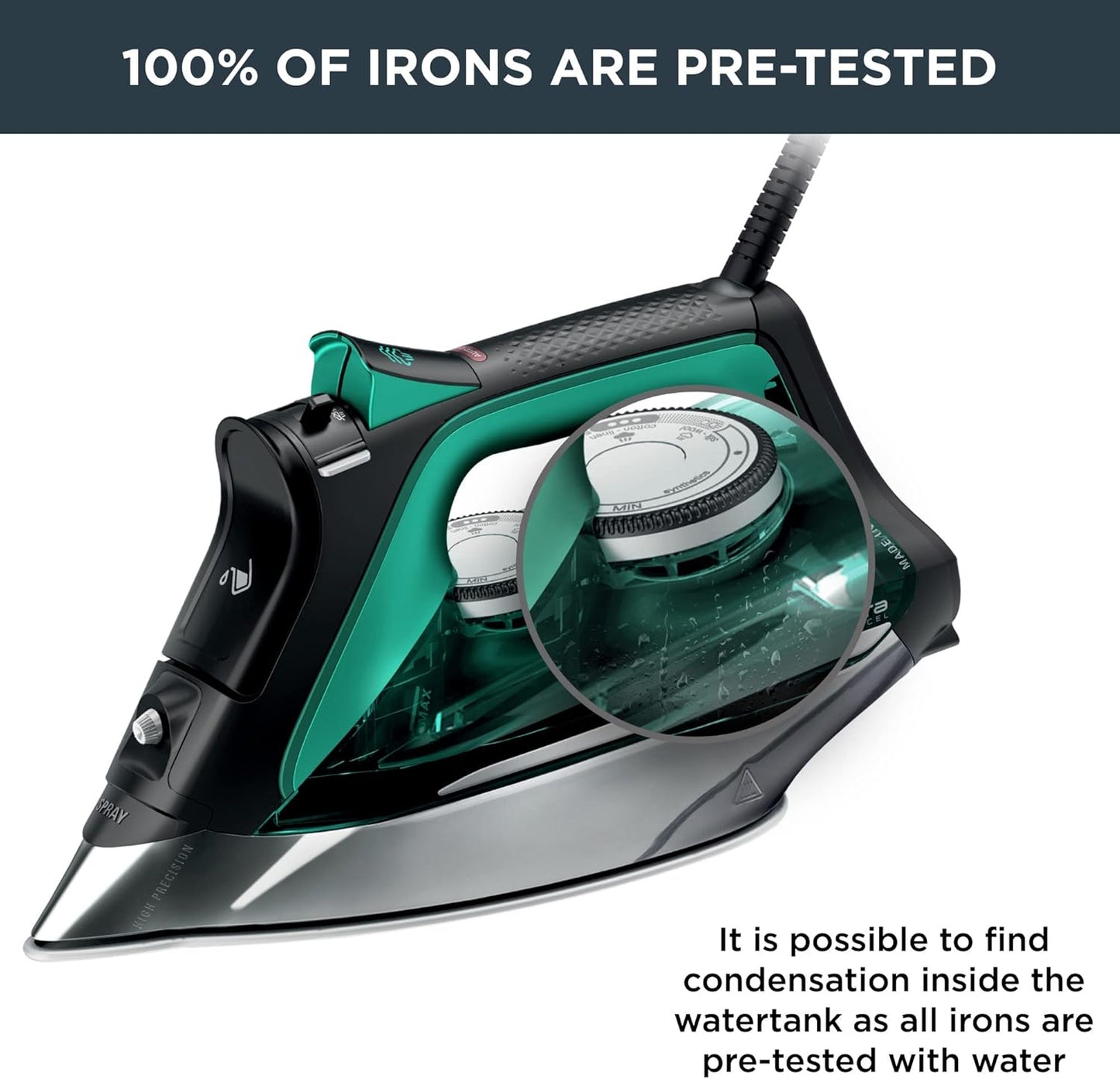 Rowenta Pro Master Stainless Steel Soleplate Steam Iron for Clothes, 210 g/min, 400 Microsteam
