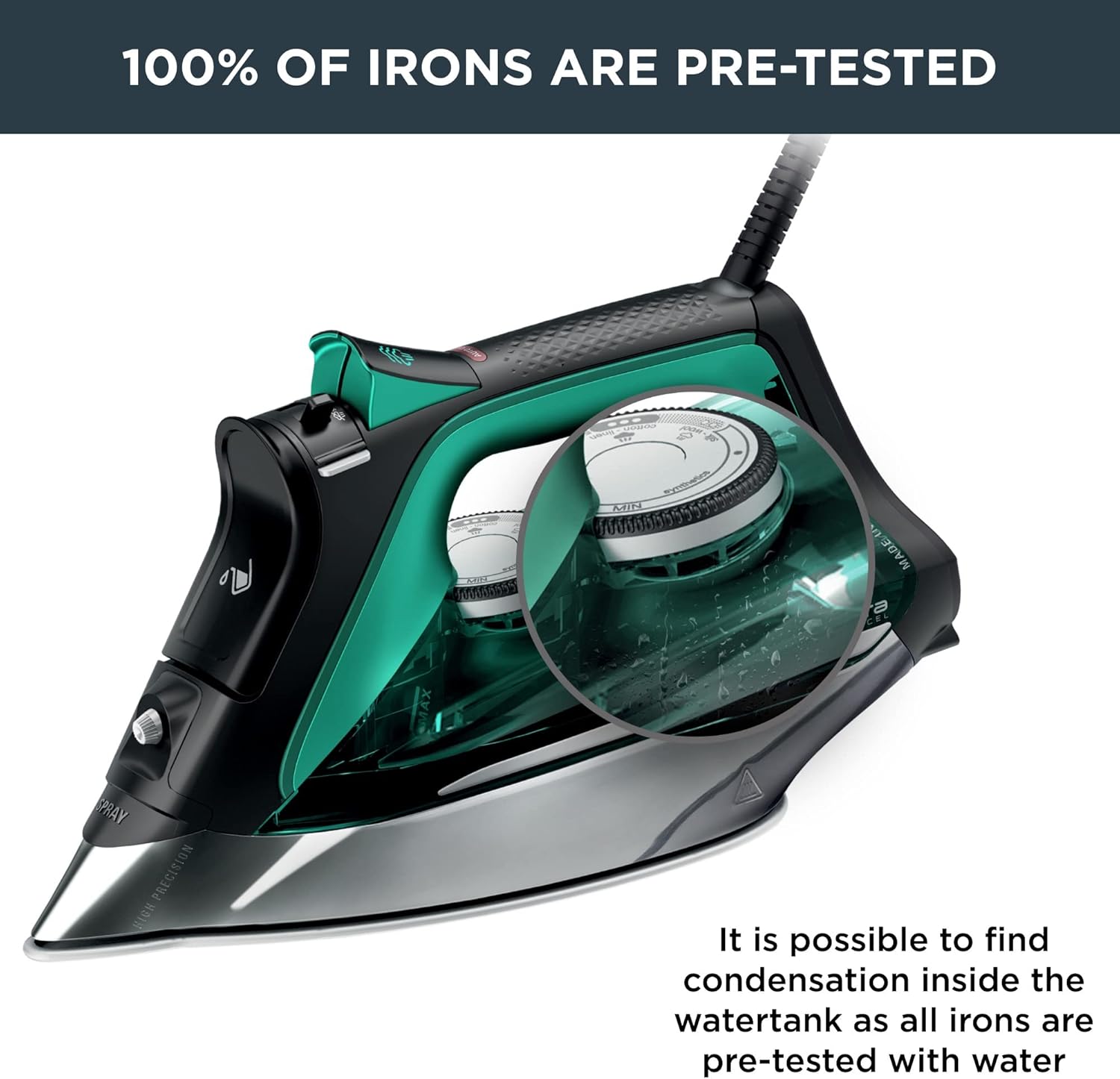 Rowenta Pro Master Stainless Steel Soleplate Steam Iron for Clothes, 210 g/min, 400 Microsteam