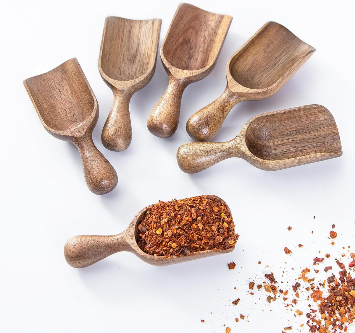 Wooden Scoops for Canisters 6PCS Acacia Wooden Scoop for Jars Mini Measuring Spoons for Ground