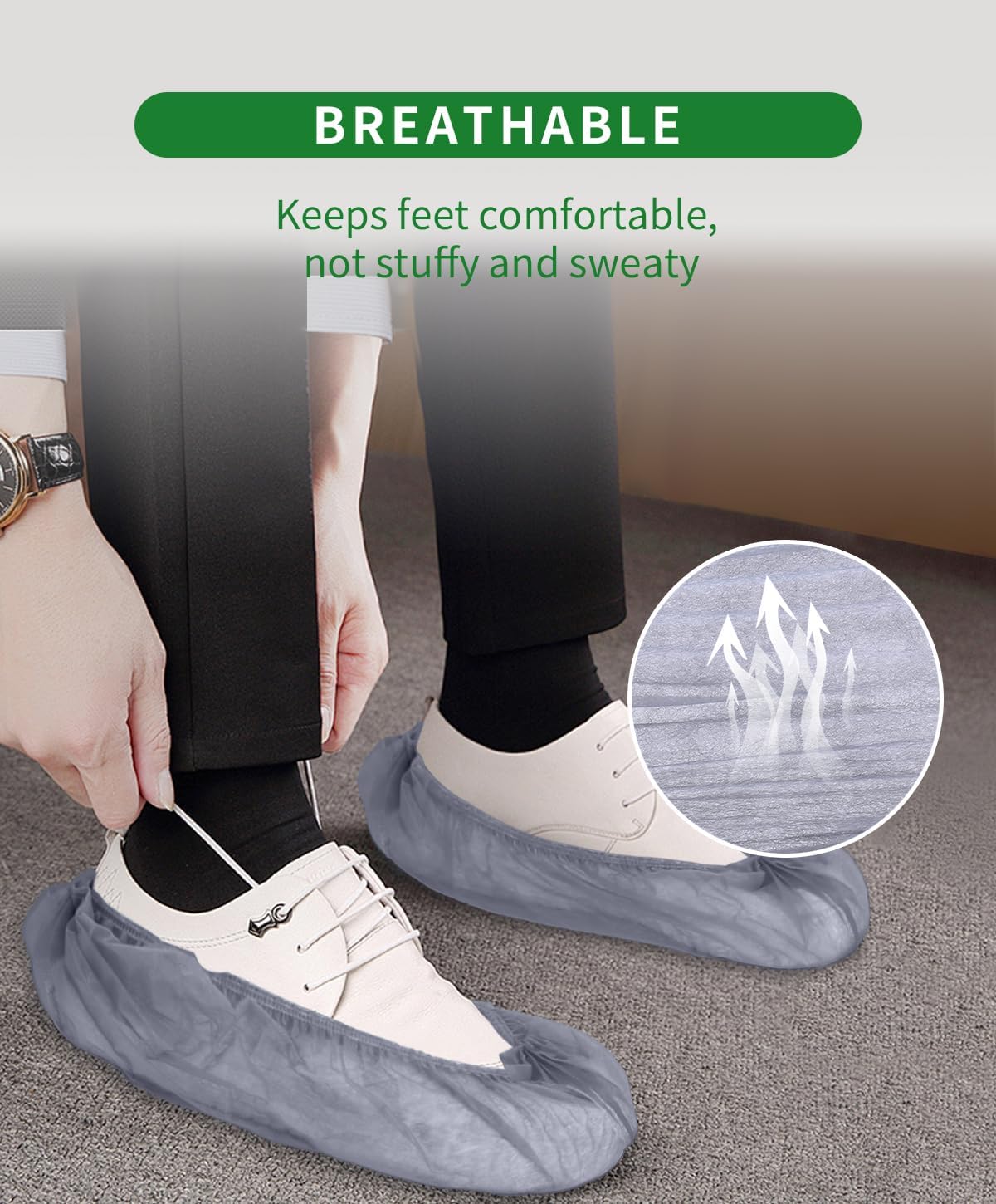 100Pcs(50 Pairs) Non-Woven Shoe Covers Disposable Non Slip for Indoors, Breathable | Durable | Boot