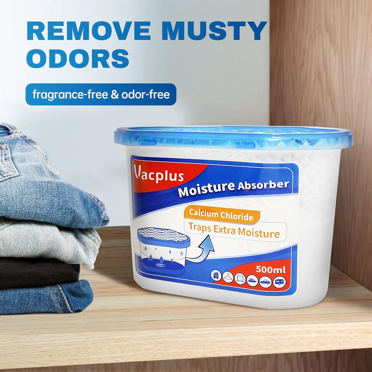 Vacplus Moisture Absorbers 6 Pack, 10.5 Oz Portable Humidity Absorber Boxes for Your Bathroom