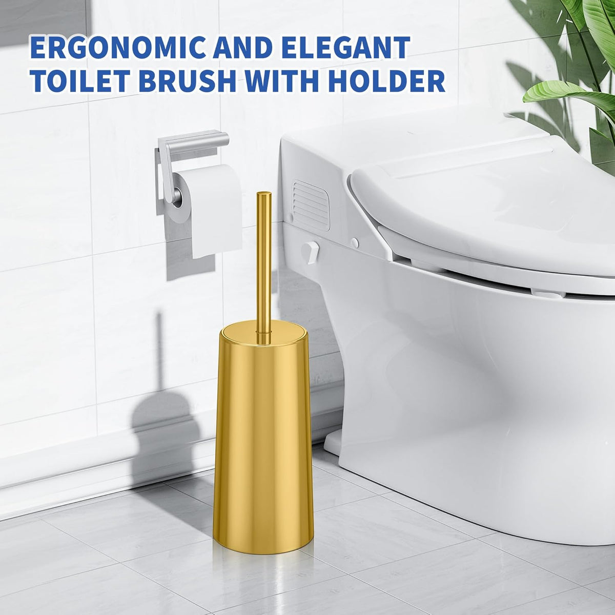 Toilet Brush and Holder, 2 Pack Toilet Brush Stainless Steel, Toilet Bowl Brush for Bathroom