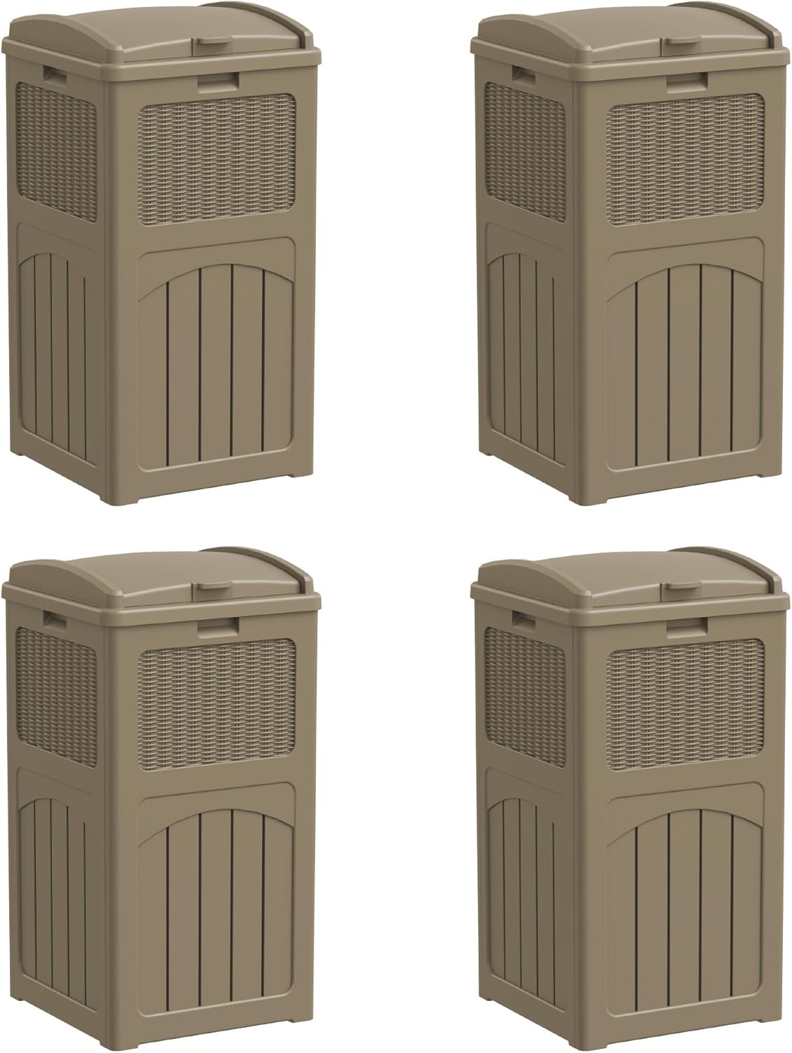 Greesum 33 Gallon Resin Outdoor Trash Can with Lid, Waterproof Resin Garbage Bin for Hideaway
