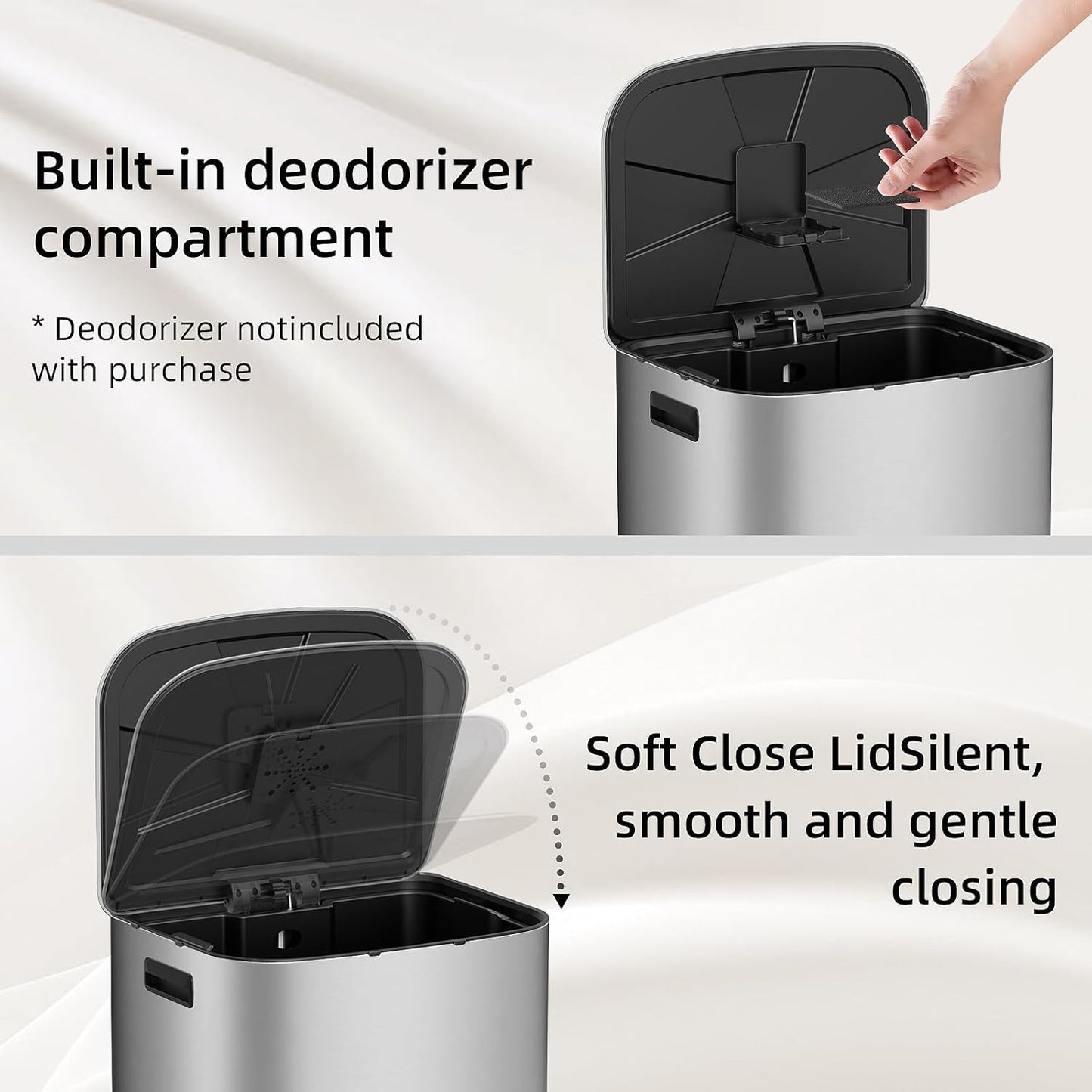 KUK 16 Gallon Kitchen Trash Can with Lid, Heavy Duty Hands-Free Stainless Steel Commercial Step