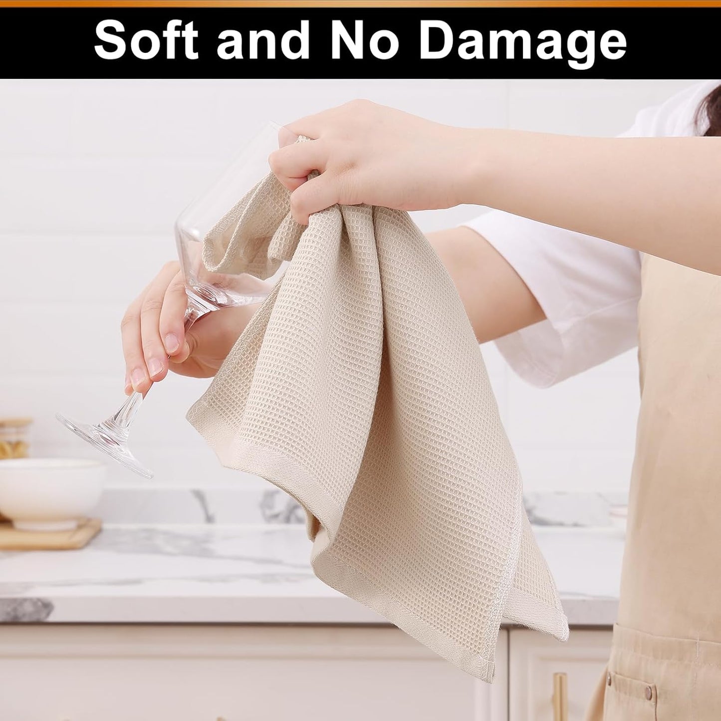 Homaxy 100% Cotton Waffle Weave Kitchen Towels - 8 Pack Soft and Absorbent Dish Towels - 16 x 26