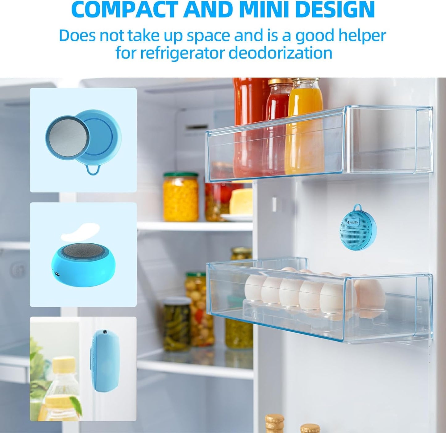Fridge Deodorizer, Mini USB Odor Eliminator, Refrigerator Deodorizer, Suitable for Refrigerator