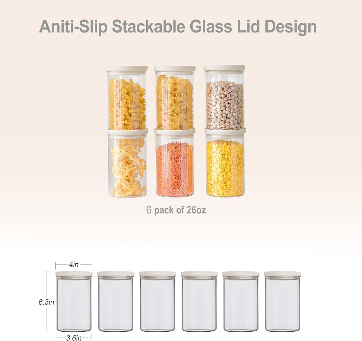 Urban Green Glass Food Storage Jar with Glass Lid, Food Canister Set with Airtight Lids, Pantry Jar
