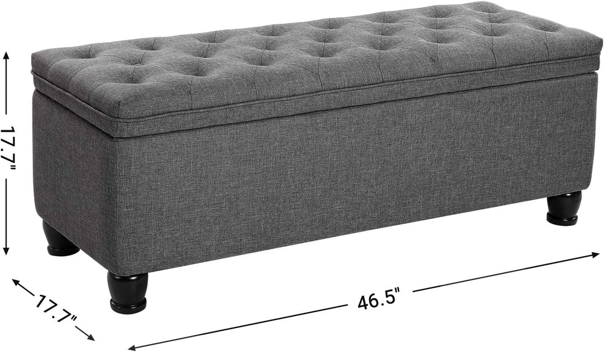 SONGMICS Storage Ottoman, Storage Bench, Tufted Entryway Bedroom Bench, 17.7 x 46.5 x 17.7 Inches