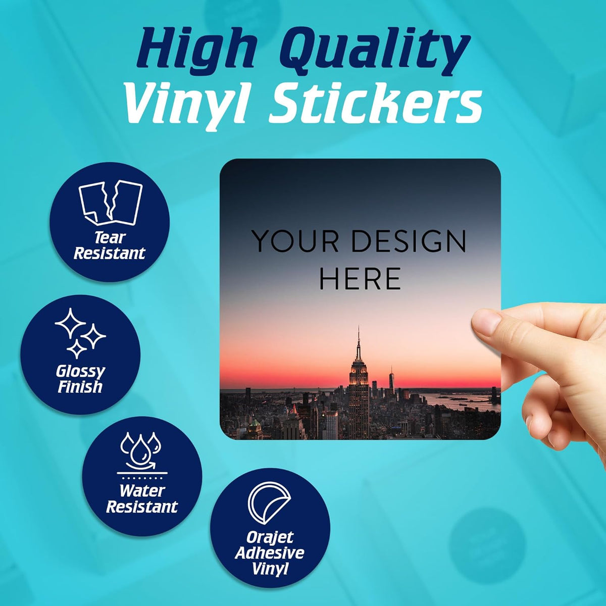100 Custom Vinyl Stickers - Upload Your own Image, Text, Design, Logo - Personalized Logo Labels