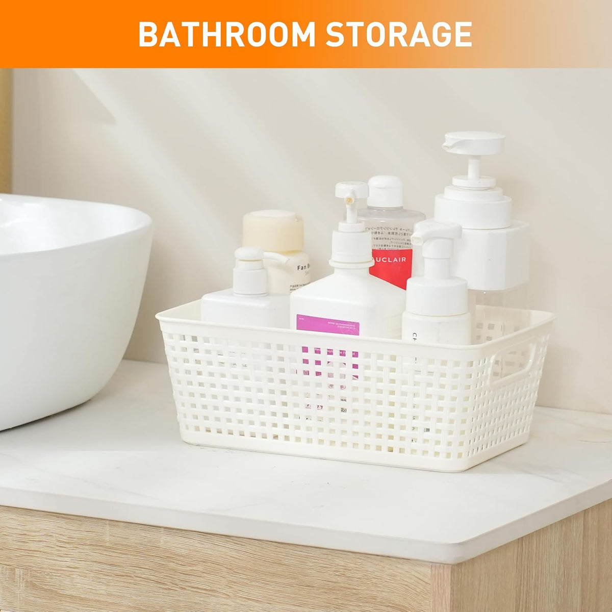 Plastic Storage Baskets With Lid, Storage Bins for Organizing, Stackable Decorative Containers for