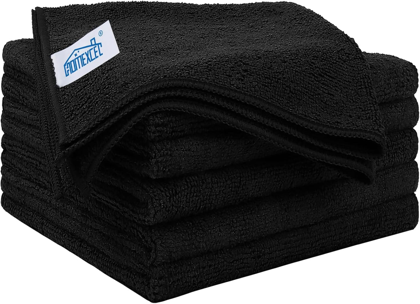 HOMEXCEL Black Microfiber Cleaning Cloth 6 Pack, 12.5 x 12.5 inch Microfiber Towels for Cars, Ultra