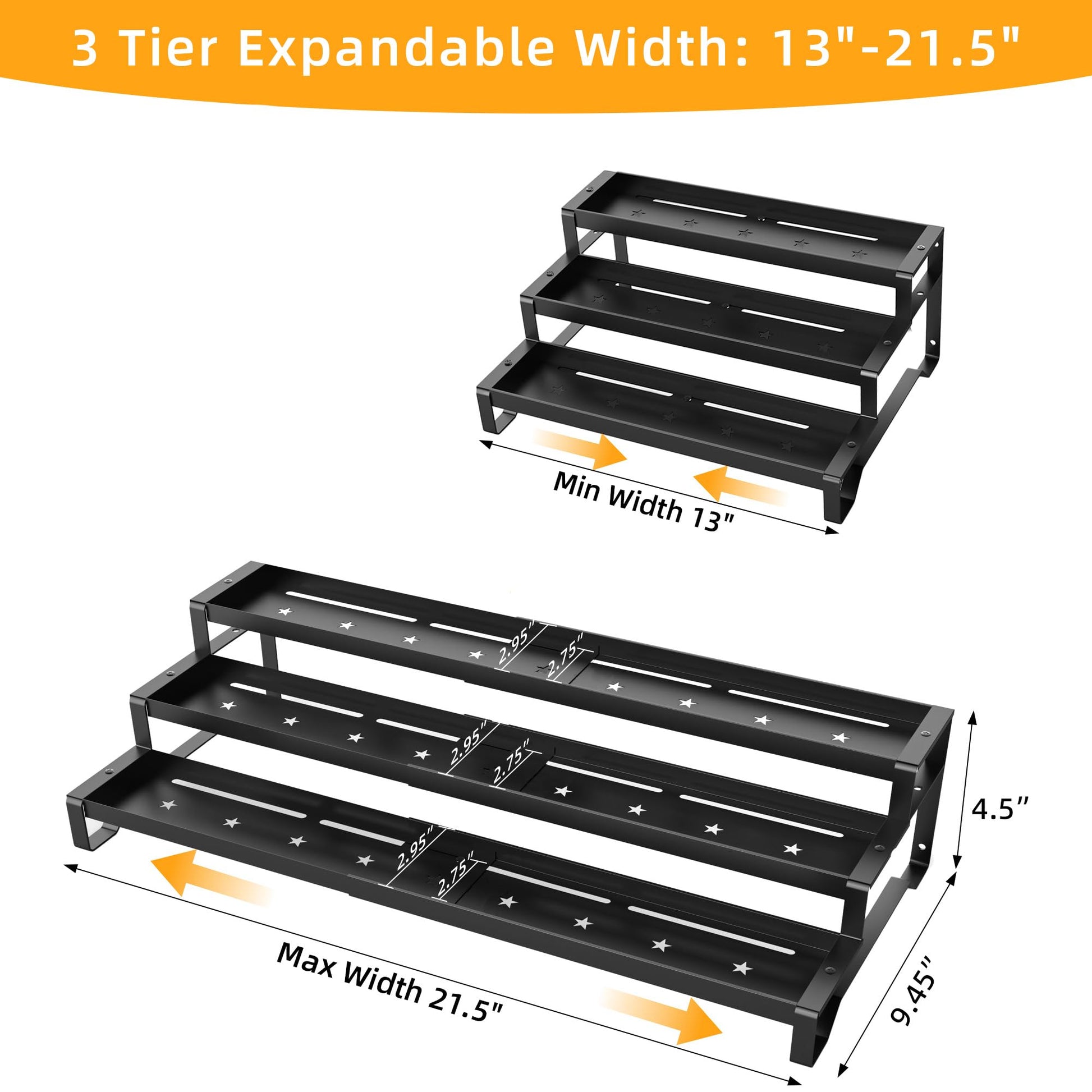 PEEKUP Spice Rack Organizer for Cabinet, 13-21.5" Expandable Spicy Shelf – view 2