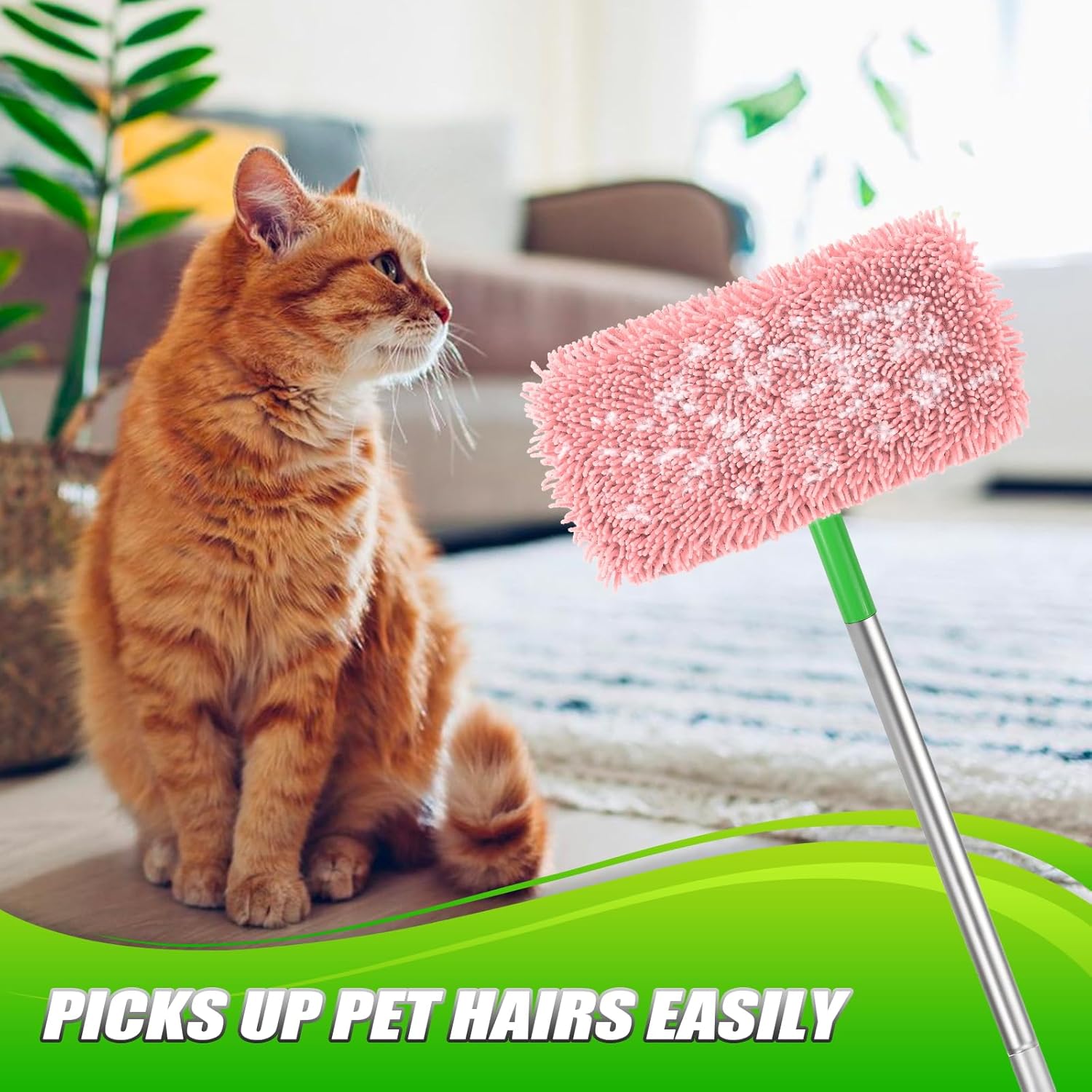 Set of 4 Reusable Microfiber Mop Pads Compatible with Swiffer Sweeper, Dry Sweeping Cloths