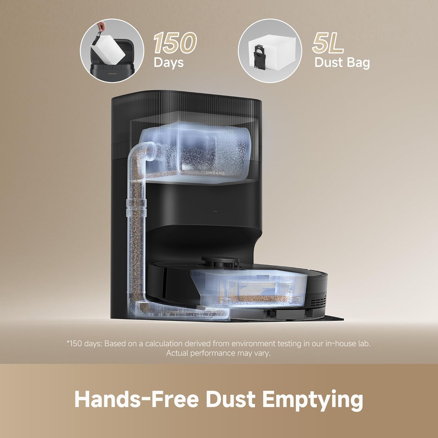 dreame D20 Plus Robot Vacuum and Mop, 13,000Pa Suction, Self-Emptying with 5L Dust Bag, DuoBrush