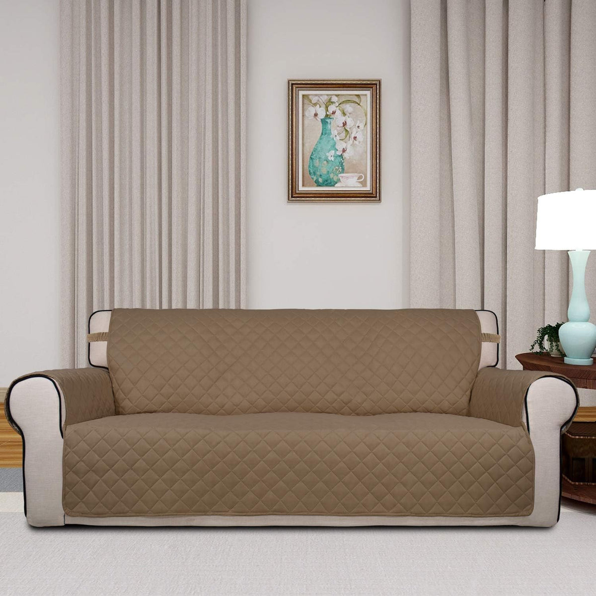 PureFit Reversible Quilted Sofa Cover, Water Resistant Slipcover Furniture Protector, Washable