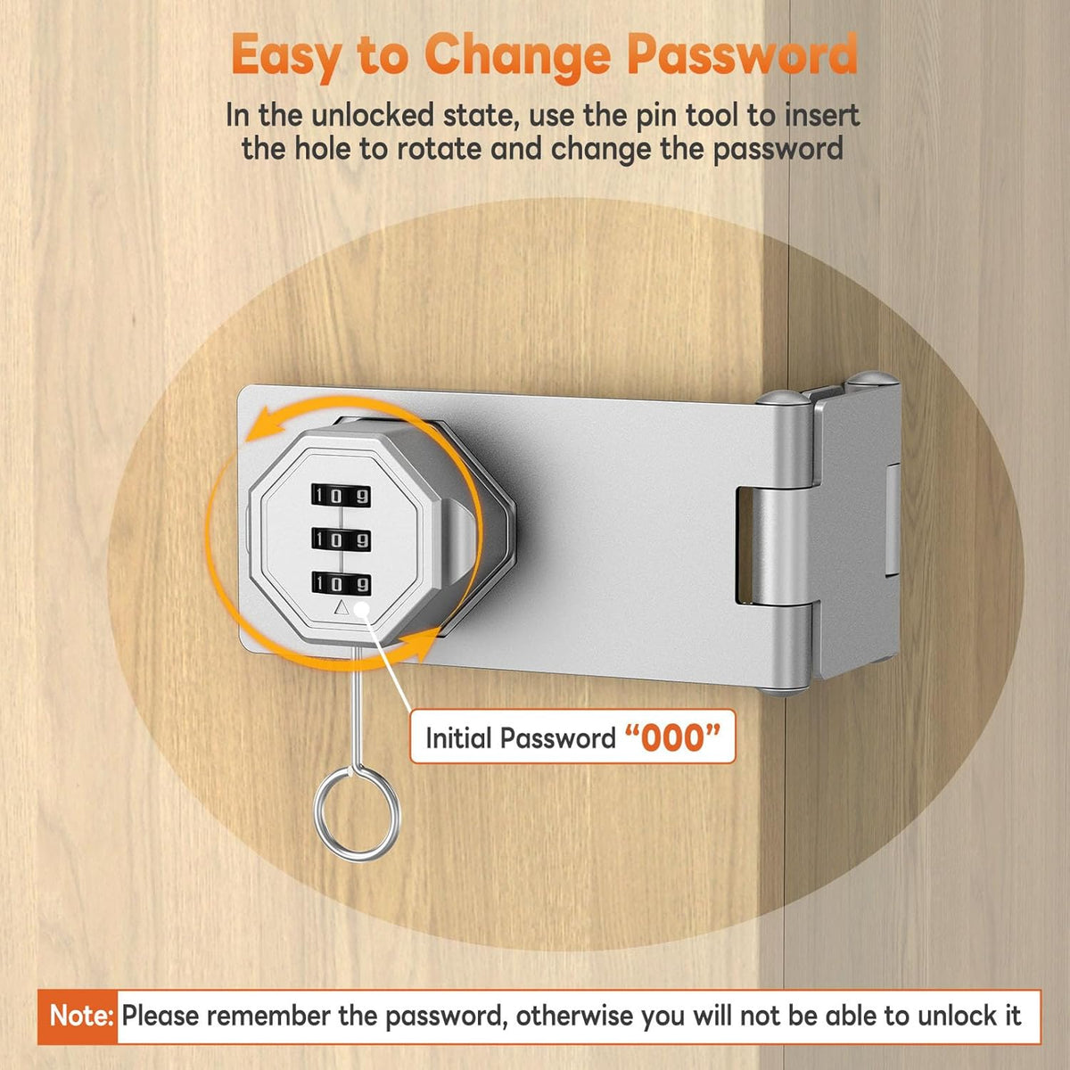 90 Degree 3-Digit Combination Cabinet Lock, Zinc Alloy Keyless Folding Hasp Lock Latch, Password