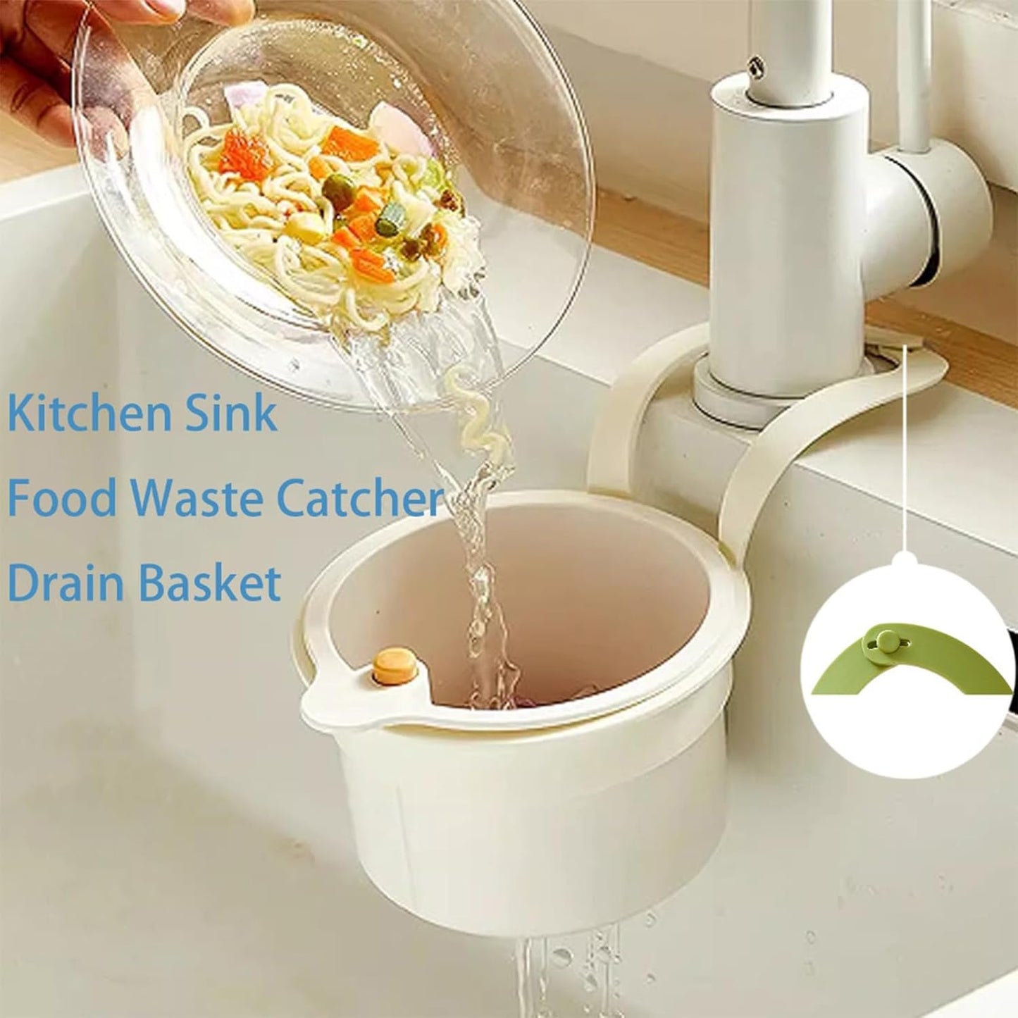 Faucet Hanging Strainer Kitchen Sink Food Waste Catcher Drain Basket, Plastic Kitchen Sink Strainer