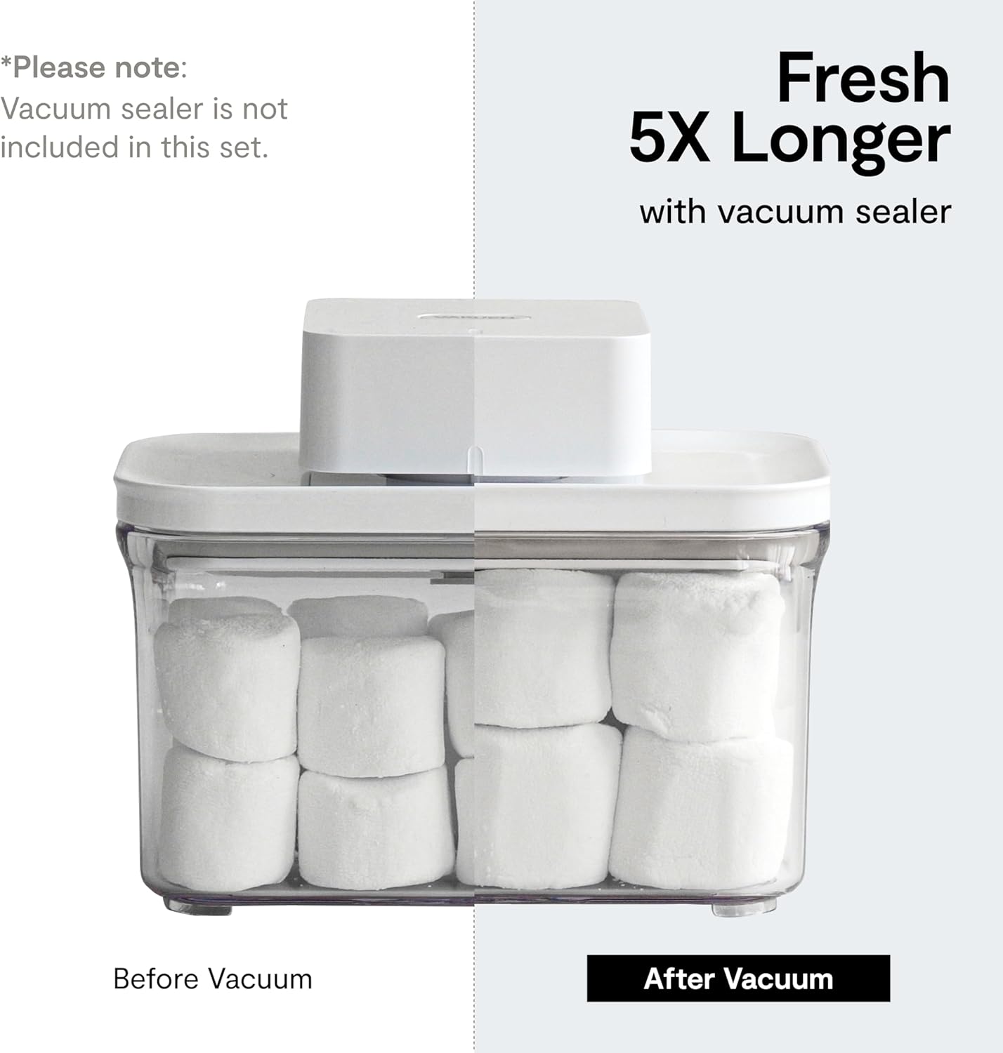 VAKUEN Premium Airtight Food Storage Containers, Square-S 3PC-SET, Smart One-Click Seal Lid, No