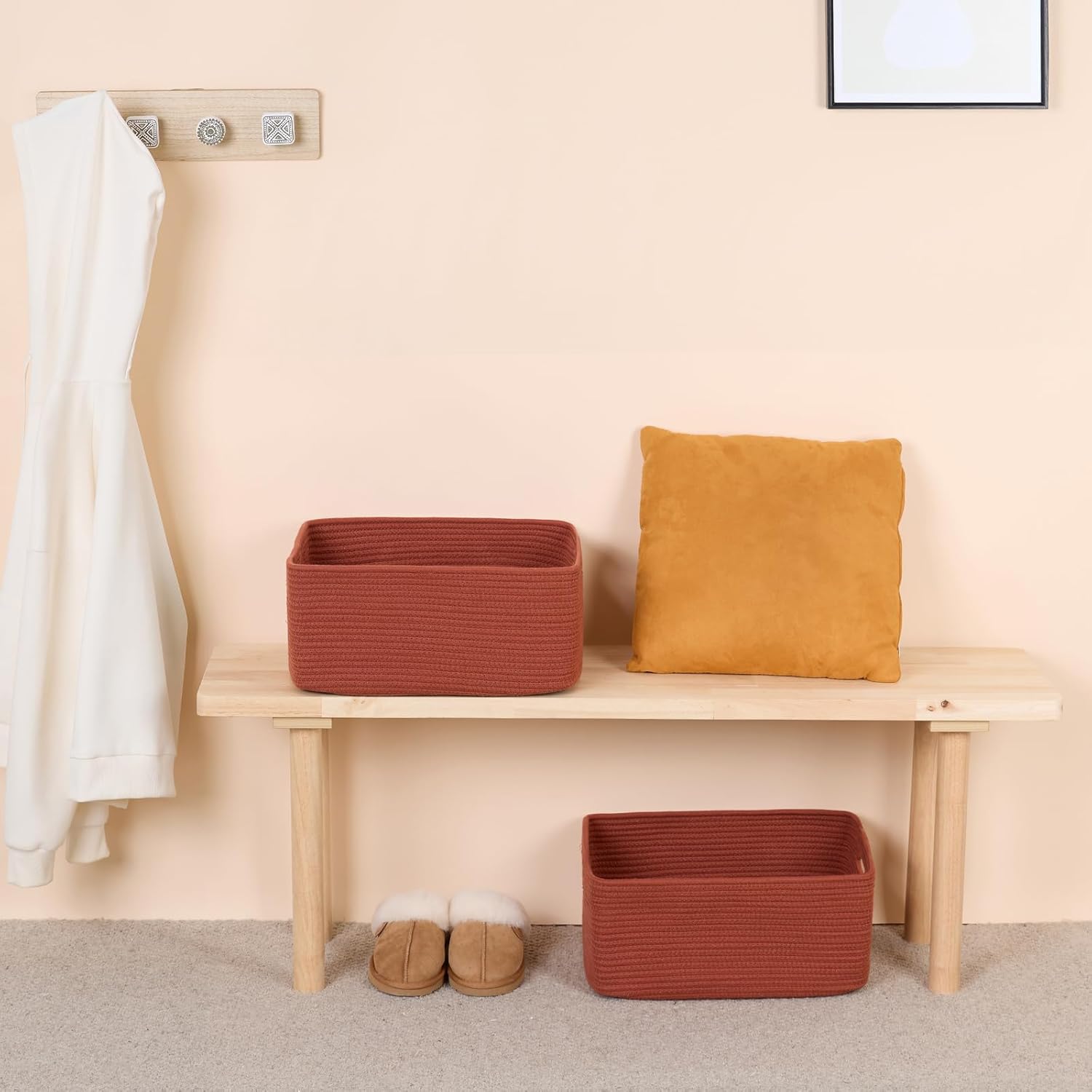 Large Storage Baskets for Organizing, Closet Shelf Baskets for Clothes Blanket Towels, Baby