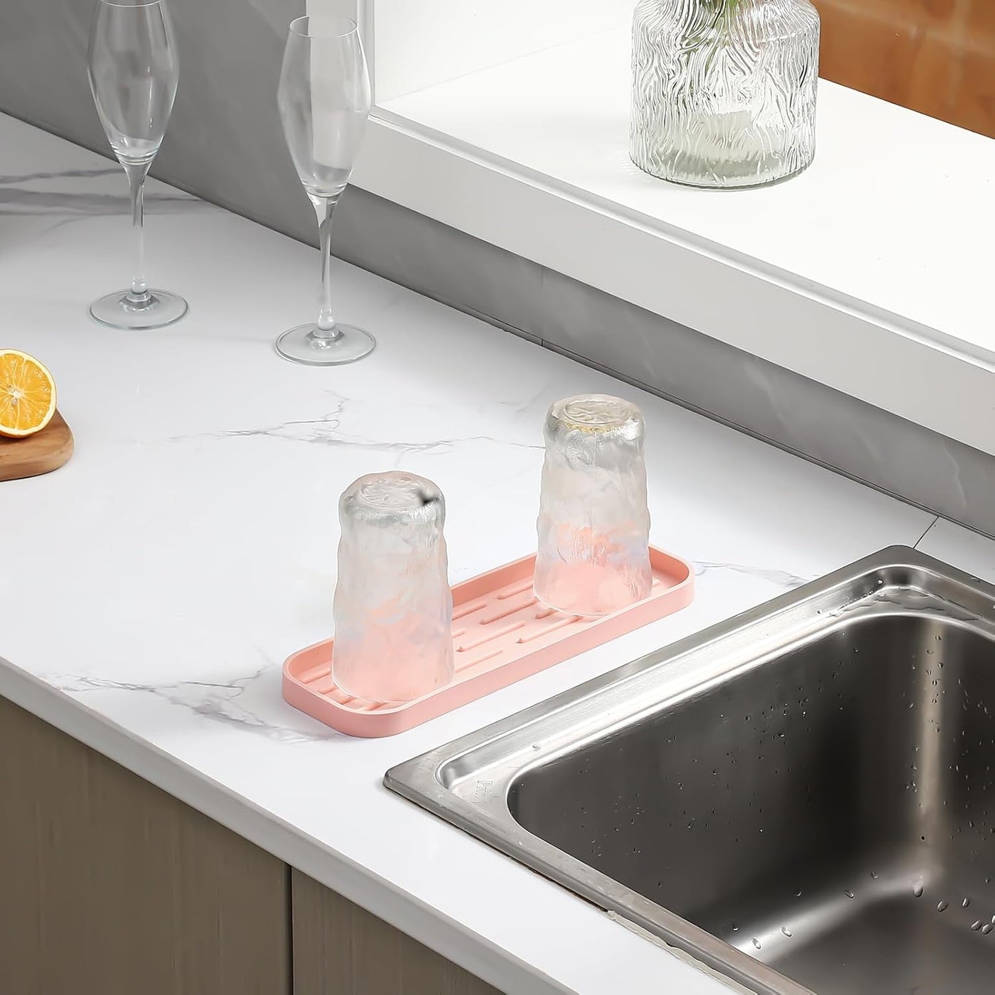 Silicone Kitchen Sink Organizer Tray for Multiple Usage,Easy Clean,Eco-Friendly Sponges Holder for