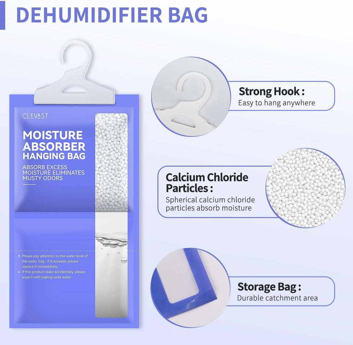 CLEVAST Moisture Absorbers Packets 10 Pack, Dehumidifier Bags for Closet, Unscented Hanging