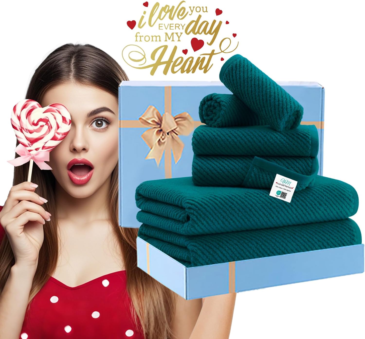 Bathroom Towels, 6 Piece Towel Set - Cotton | Soft | Quick Dry | Thick | Lightweight, 2 Large Bath