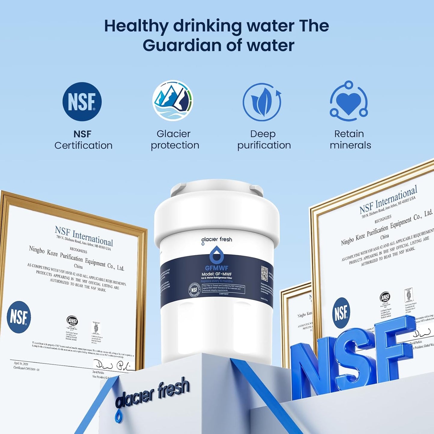 GLACIER FRESH Replacement for MWF Refrigerator Water Filters, SmartWater MWFP, MWFA, GWF, HDX