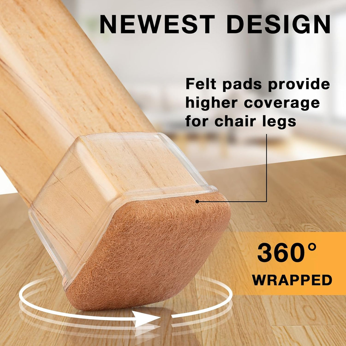 32 Pcs Chair Leg Floor Protectors Square, Silicone Chair Leg Protectors for Hardwood Floors, Chair