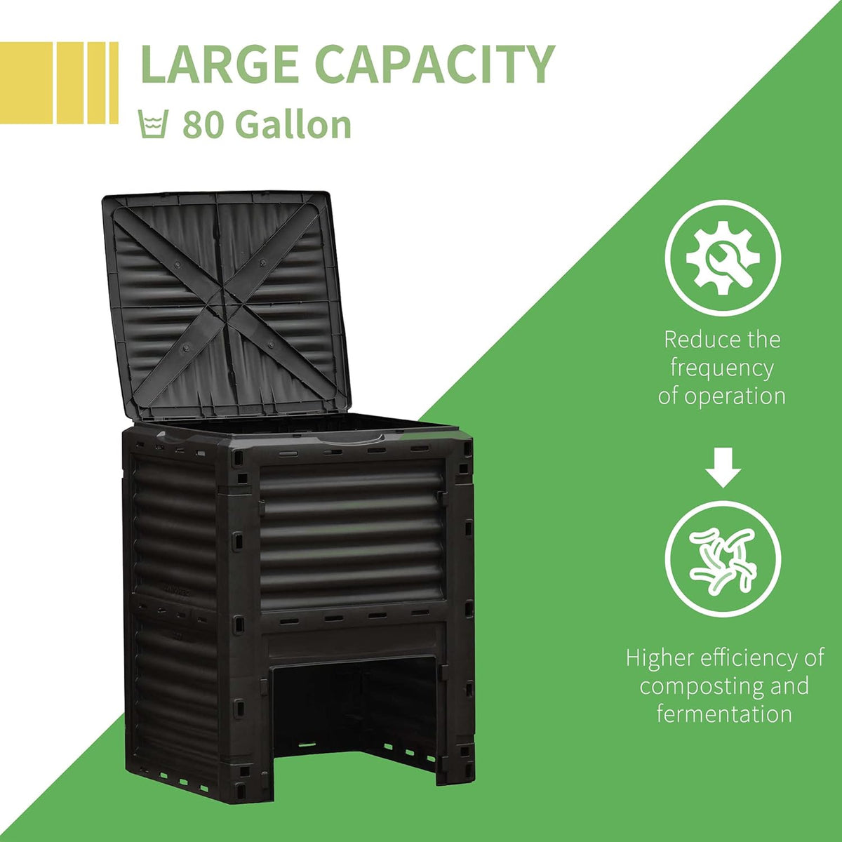 Outsunny Garden Compost Bin 80 Gallon Outdoor Large Capacity Composter Fast Create Fertile Soil