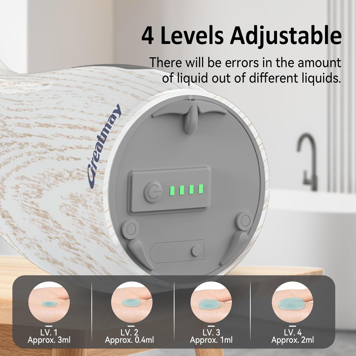 Adjustable Automatic Soap Dispenser Touchless, 4 Adjustable Levels Touchless Sensor Liquid Soap