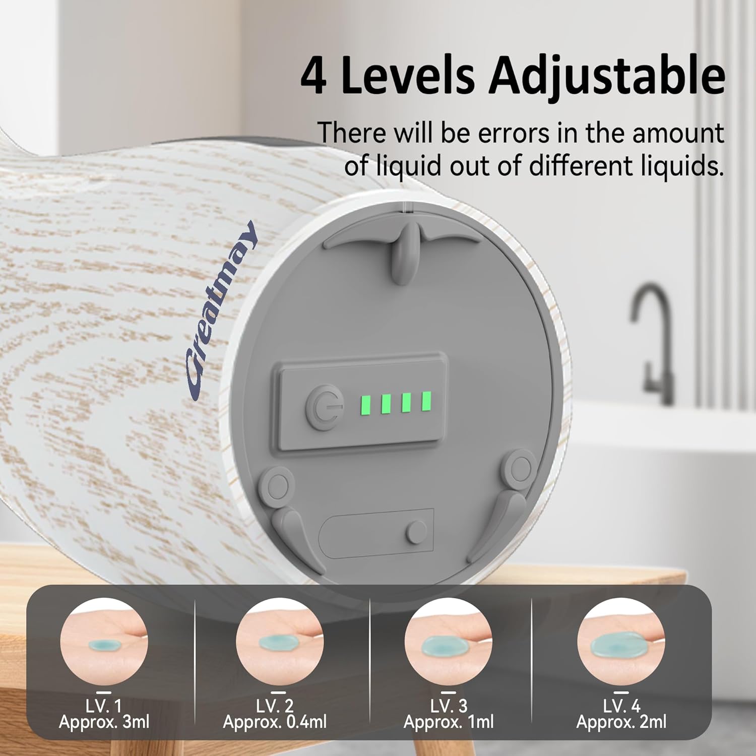 Adjustable Automatic Soap Dispenser Touchless, 4 Adjustable Levels Touchless Sensor Liquid Soap